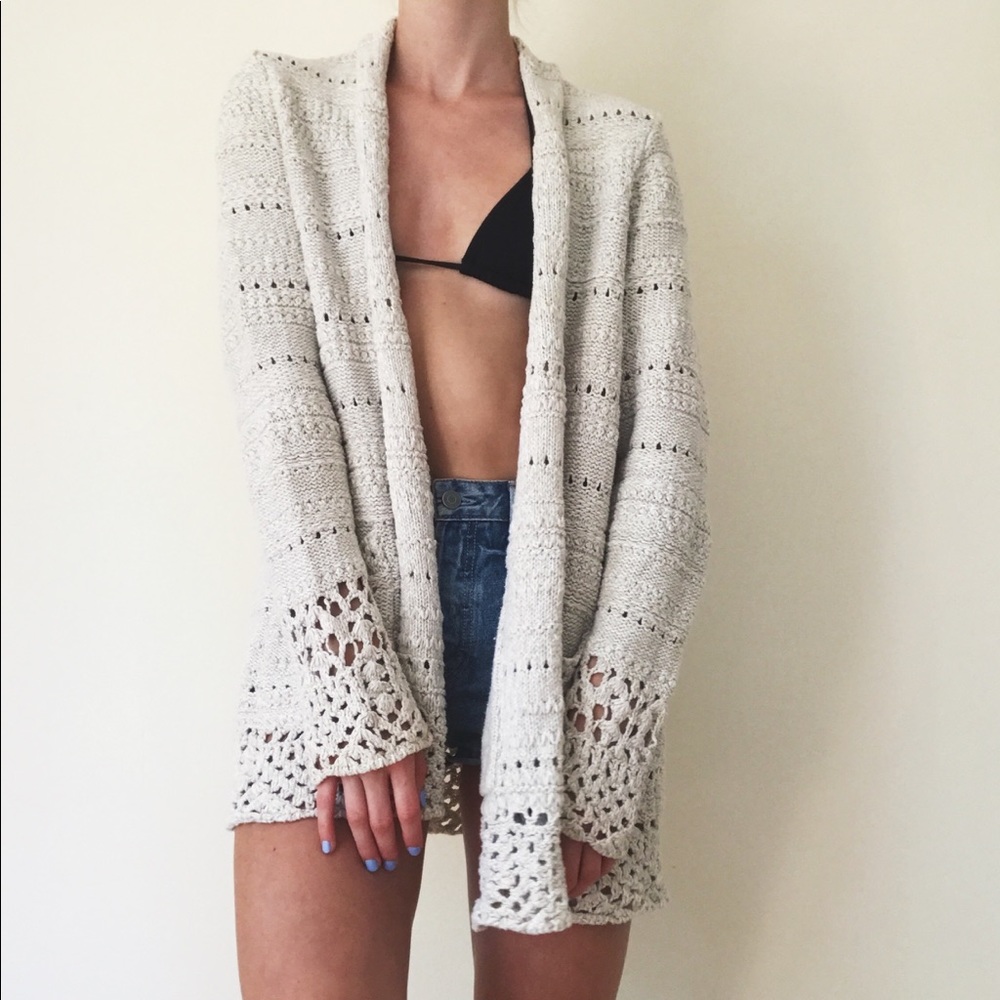 LUCKY BRAND Crochet Knit Long Sweater